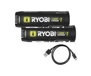 RYOBI RB4L30X2 Lot de 2 Piles USB au Lithium 4 V (2 x 3,0 Ah)