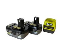 Ryobi Ensemble 2× batteries 4.0 Ah 18 V ONE+ avec chargeur rapide 2 A compatible