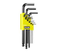 RYOBI RHFHKB-9 Jeu de clés mâles hexagonales pliantes 9 pièces - Clés Allen métriques, étui compact, acier renforcé - Bricolage & maintenance