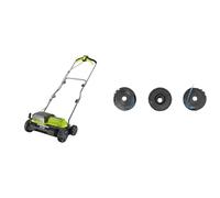 Ryobi RY18SFX35A-0 18V One+ Cordless 35cm Brushless Scarifier, 18 V, Vert & Lot de 3 Bobines Simple Fil Ø 1,6mm, Longueur 4,5m pour Coupe-Bordure Électrique sur Batterie - Fil Résistant