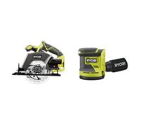 RYOBI - Scie Circulaire 18 V ONE+ Lame Ø 150 mm - pour Toutes vos Découpes Droite et de Biais, Délignage de Planches & Ponceuse Excentrique 18 V ONE+ 125 mm + 3 Abrasifs pour Retirer Peinture