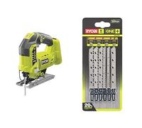 RYOBI - Scie Sauteuse Pendulaire 4 Positions 18 V ONE+ Sans Fil Pour Coupes Parfaites, Sans Éclat, Droites, de Finitions, Chantournage des Planches, Mélaminés, Contreplaqués, Métal - R18JS-0 & Ryobi