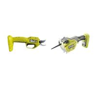 RYOBI - Sécateur Électrique 18V One+ - Lames Bypass Chromées en Acier Carbone Japonais SK5 - Capacité & Scie à Main 18V One+ - Lame 15cm Interchangeable sans Outil, Capacité de Coupe Ø8cm - Étrier