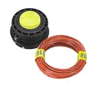 RYOBI Tête Double Fil Reel-Easy Ø 2,4 mm RAC169 pour Débroussailleuse 36V | Tête complète avec fil de 2,4 mm inclus, modèles RY18BCX26A et RY36BCX30A, herbe dense, ronces et végétation haute, jardin