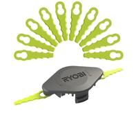 RYOBI Tête Double Lames Dentelées RAC155 pour Coupe-Bordures 18V One+ | Remplace le fil par des lamelles pour herbes hautes et végétation dense, 10 pièces de rechange, OLT1832 et RY18LT33A