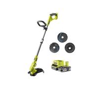 RYOBI Tondeuse à fil 18V OnePlus RLT183225FPK3 - Batterie 2.5 Ah - Chargeur 2 Ah - 3 Bobines Simple Fil - Vert - Rustique - Alimenté par pile