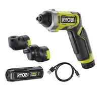 RYOBI - Tournevis 4V USB Lithium Kit Complet RSD4-120TA2 - Têtes Interchangeables - Pour Vissage Angles, Ras de Paroi & Tiroirs - Inclus Batterie 2,0Ah & Câble