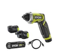 RYOBI - Tournevis 4V USB Lithium Kit Complet RSD4-120TA2 - Têtes Interchangeables - Pour Vissage Angles, Ras de Paroi & Tiroirs - Inclus Batterie 2,0Ah & Câble
