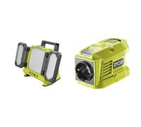 RYOBI - Triple panneau lumineux LED 18V - 3 intensités - 3000 / 1500 / 800 Lumens & Transformateur 18V - Puissance Continue 150 W - Puissance Crête 300 W - 1 Port Électrique EU - 2 Ports USB-A