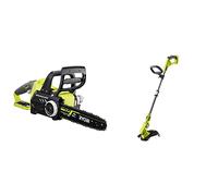 RYOBI - Tronçonneuse Électrique Sans Fil à Batterie 18V ONE+ Moteur Brushless - Guide 30cm - OCS1830 & Coupe-Bordure/Dresse-Bordure Électrique Sans Fil à Batterie 18V ONE+ Ø 25-30cm