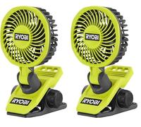 RYOBI - Ventilateur à Pince 4V USB Lithium RCF4-0 - Orientable 360° - Pour Rafraîchissement Bureau, Atelier, Tente & Poussette à l'arrêt - Batterie non incluse (Lot de 2)