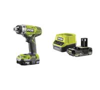 Ryobi - Visseuse à chocs 18V - 3 modes : 40/120/220 Nm - emmanchement hex 1/4"- 1 batterie 2Ah et 1 chargeur rapide, Coffret antichocs 31 accessoires de vissage (PH/PZ/SL/HEX/TX)