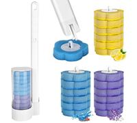 Rzspher Brosse WC jetable avec 18 recharges de nettoyant, système de nettoyage des toilettes avec têtes de recharge jetables, kit de bâtonnets WC mural