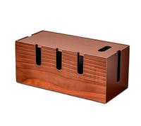 Rzspher Grande boîte à câbles en bois - 30,5 x 14 x 13 cm - Cachez les multiprises - Bois de cerisier attique pour la gestion des fils - Cacher les câbles