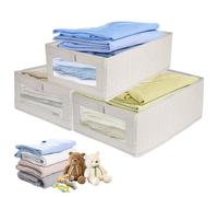 Rzspher Lot de 3 boîtes de rangement, 40 x 27 x 17 cm, pliables en tissu avec fenêtre transparente, pour armoire, vêtements, livres, cosmétiques