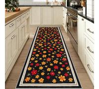 RZUMXOPY Tapis Couloir Lavable en Machine, Tapis de Passage Antidérapant, Motif Floral Tapis pour Cuisine Devant Evier, Salon, Chambre, Bureau ou Chambre d'enfant 100 x 140 cm