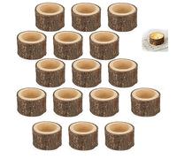 RZXBB 16 pcs Bougeoir Bois,Porte-Lumière de thé en Bois,Bougeoir Mariage pour Centre de Table, Halloween,Mariage Champetre Decoration Photophore Our Decoration Mariage Champetre,Saint-Valentin