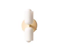 S-Cevada Applique Murale Moderne avec Double Abat-Jour Cylindrique en Verre Blanc et Socle Métallique Rond, Compatible E27, Luminaire Mural pour Chambre, Salon, Couloir, Entrée (jaune crème)