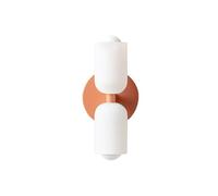 S-Cevada Applique Murale Moderne avec Double Abat-Jour Cylindrique en Verre Blanc et Socle Métallique Rond, Compatible E27, Luminaire Mural pour Chambre, Salon, Couloir, Entrée (rose)
