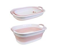 S.I.C Bassine pliante, grande (30 litres) cuve à linge en plastique, cuve à linge peu encombrante, idéale pour le linge sale, lessive, bain de pieds, panier équipé d'un bouchon de vidange d'eau (rose)