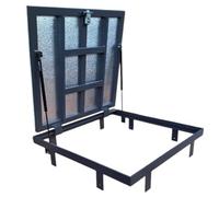 S-Lion Trappe de Sol Thermo Max Plus 80 x 80 cm, avec Vérin à Gaz & Verrouillage avec Poignée, Trappe pour Cave & Regard de Visite, Cadre en Profilé d’Acier, Regard 800 x 800 mm