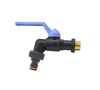 S&M 180026 - Robinet à sphère antigel 1/2" en polypropylène Noir, Manette Bleue avec Prise Automatique en Plastique