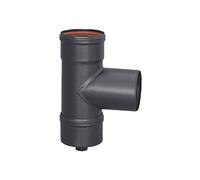 S & M 485565 TE m-h-m + bouchon de purge émaillés 850 °c-ø 80 mm pour conduite de fumée de poêles et cheminées de Pellets, Noir