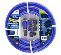 S&M 553158 - Tuyau Bleu renforcé Blue Garden avec Accessoires (Lance d'arrosage et connecteurs) Rouleau de 25 m Ø19 mm (diamètre intérieur) x Ø25 mm (diamètre extérieur) Anti-Pliage