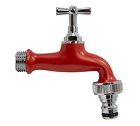 S&M 590238 Robinet de jardin réglable ½" rouge avec prise automatique pour tuyau COLORTAPS