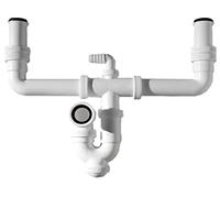S&M 750274 Siphon double incurvé avec bonde lave-linge/lave-vaisselle Ø 1 ½" x 40 mm