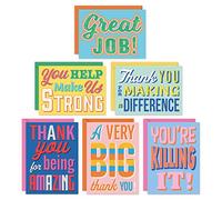 S&O Lot de 24 cartes de remerciement pour employés avec enveloppes colorées - Feuilles décoratives pour notes manuscrites - Cartes de remerciement pour le personnel