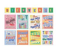 S&O Lot de 8 affiches de salle de classe pour étudiant français - 9 lettres de bienvenue pour académie - Décoration murale pour atelier - Cadeau Professurs en Francais - Impressions colorées pour