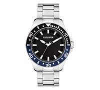 s.Oliver Montre à affichage analogique bleu marine / noir / argent, Taille One Size