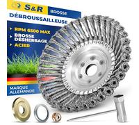 S&R Brosse Débroussailleuse Thermique Universelle Acier 200 mm | Tête Débroussailleuse Tondeuse à Désherbage Mauvaises Herbes.