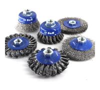 S&R Brosse Métallique Meuleuse - Lot de 6 Brosses métalliques pour meuleuse d'angle M14. Brosse metallique disqueuse m14 à meuleur et poncer Métal Bois Rouille Peinture