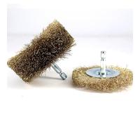 S&R Brosse métallique pour Perceuse. Lot 2 Brosse en Laiton rondes 80 x 75 mm et 75 x 10 mm Tige Hexagonale. Brosses de Poncage Nettoyage Bois Métal Acier Peinture