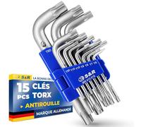 S&R Clef Allen Torx -15 Cles Torx Males Coudé | Clés à Étoile Torx T6 T7 T8 T9 T10 T15 T20 T25 T27 T30 T40 T45 T50 T55 T60