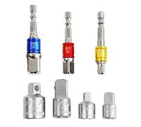 S&R Cles à douille pour Clé á Impact: Coffret de 3 Adaptateurs + 4 Douilles
