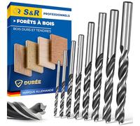 S&R Coffret 8 Forets Mèches à Bois Professionnel en Acier HSS. Mèches Bois 3,4,5,6,7,8,9,10 mm