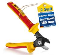 S&R Coupe-câble VDE 1000 V - Coupe-câble de 160 mm - Coupe-fil - HRC 56-62 - Acier allié 60 CrV trempé à la chaleur et à induction - Affûtage de précision