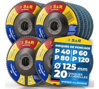 S&R Disque à Lamelles 125 Metal Abrasifs Poncage Métal Acier Inox Bois. 5 x | 20 disques - 125mm - Compartiments lamellaires