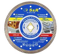 S&R Disque à tronçonner diamanté 180 mm / 7' (180 x 10 x 22,2/15,88 mm) avec trou de rhombus et réducteur 22,23 mm à 15,88 mm pour béton, brique, maçonnerie, carrelage