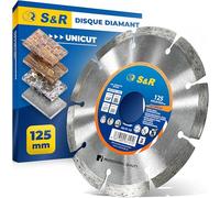 S&R Disque Diamant 125 à Béton. Disque diamant Meuleuse 125 à tronçonner | Pour Béton - Pierre - Brique - Meule diamantée 125 mm - Segments 10 mm - Compatible Bosch Makita Dewalt