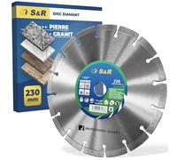 S&R Disque Diamant 230 à Tronçonner Béton carregale Granit Marbre Briques Maçonnerie. Lame 230 pour meuleuse Bosch Makita Dewalt etc