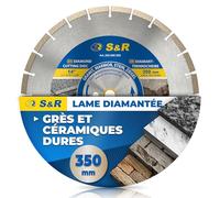 S&R Disque Diamant 350 à Tronçonner Granit, Béton, Marbre, Maçonnerie, Briques. Lame de coupe à segments professionnelle pour meuleuse et scie de table