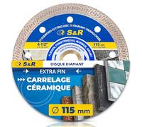 S&R Disque diamant à tronçonner Carrelage, Grès cérame, Marbre Granit, Pierre (115 mm)