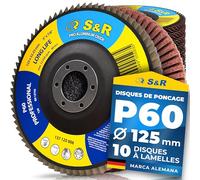 S&R Disques à Lamelle 125 Grain 60. Disque à Poncer 125 Grains 60 Bois Métal. Disque abrasif 125 à rabat pour Meuleuse et Disqueuse 125