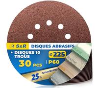 S&R Disques de Ponçage 225mm 30pcs - Disque Abrasif 225 à Poncer Disque Ponceuse Girafe 225 Grain 60