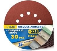 S&R Disques de Ponçage 225mm Grain 240 - Disque Abrasif 225 à Poncer Disque Ponceuse Girafe 225 Grain 240