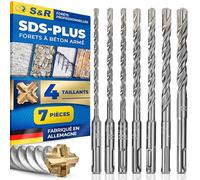 S&R Forets à Béton SDS 4 PLUS Z-ECO. Coffret de 7 Forets Professionnels 4 taillants Made in Germany : 5/6/8/10 mm x 10 e 16 cm